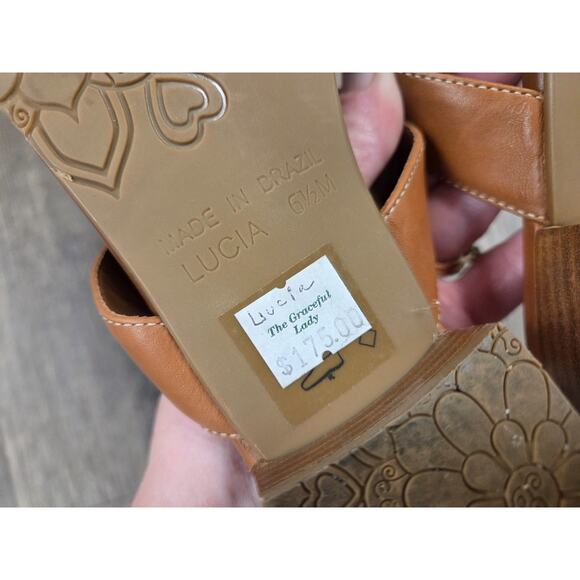 Brighton Lucia Brown Low Heel Sandals Leather Shoes Size 6.5M - Picture 5 of 8